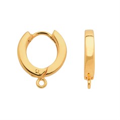12mm Heavy Hinged Ear Hoop with closed Ring Gold Plated Sterling Silver Vermeil