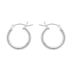 15mm Hinged Earhoop With Round Wire Post Sterling Silver (STS)