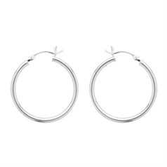 25mm Hinged Earhoop With Round Wire Post Sterling Silver (STS)