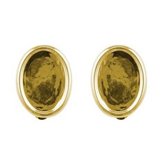 Earclip with 18x13mm Plain Smooth Border Cup for Cabochon Gold Plated