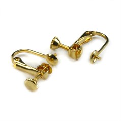 Earclip/Screw with 5mm Cup and 1mm Prong Gold Plated