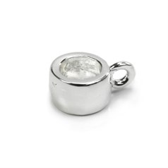 10x6mm Plain Charm Carrier Silver Plated