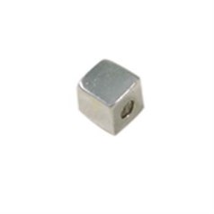 4mm Cube Shaped Bead Sterling Silver (STS) with 2mm Hole