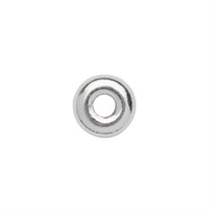 4mm Shiny rondel shaped Bead 1.5mm Hole ECO Sterling Silver (STS)