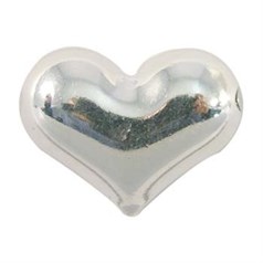 Puff Heart shaped Bead 14mm (Horizontal Drilled) Sterling Silver (STS)