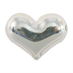 Puff Heart shaped Bead 14mm (Vertical Drilled) Sterling Silver (STS)