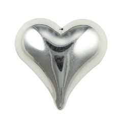 Puff Heart shaped Bead 23mm (Vertical Drilled) Sterling Silver (STS)