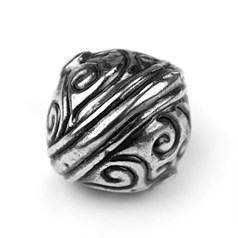 16.5mm Antiqued Fancy Ball Shaped Bead Silver Plated