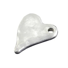 Hammered Offset Heart 12mm Charm Silver Plated