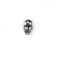 6x10mm Smooth Silver Plated Skull Spacer Bead