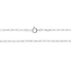 18" Rectangular Trace Finished Necklace Chain Silver Plated