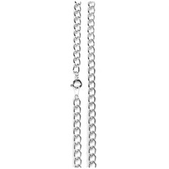 18" Elongated Curb Chain Finished Necklace Silver Plated