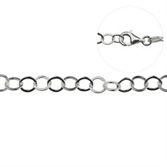 Charm Bracelet (Flat Round Links 5mm) 7.5"  ECO Sterling Silver (STS)