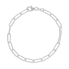 Superior Rectangle Trace Paperclip Bracelet 7.5" ECO Sterling Silver