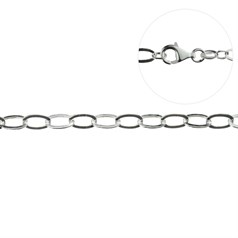 7.5" Charm Bracelet with Flat Oval Links Lightweight ECO Sterling Silver (STS)