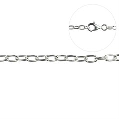 Superior Charm Bracelet with (5x3mm) Oval Links 7.5" Eco Sterling Silver (STS)