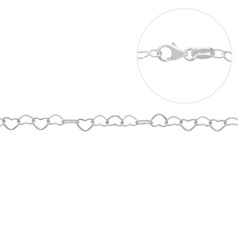 Superior Mini Heart Links Chain 16" ECO Sterling Silver (Anti Tarnish)