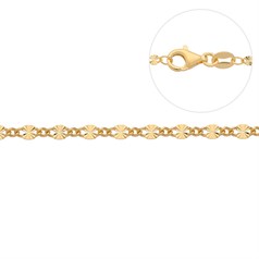 Superior Diamond Cut Sunburst Reduction (Adjustable) Chain 17" Gold Plated ECO Sterling Silver Vermeil