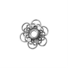 Antiqued Ornate Bead Cup 14mm with 6 Petals & 3.5mm Dome Sterling Silver STS