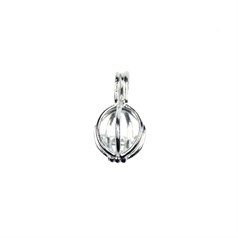 11x10mm Round Cage Pendant Opens to fit 6mm Bead Sterling Silver STS