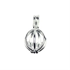 15x13mm Round Cage Pendant Opens to fit 10mm Bead Sterling Silver STS