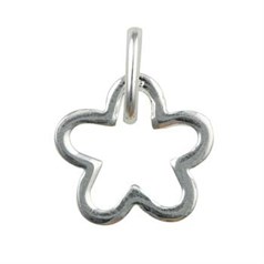 Flower Charm Pendant 15mm with Jump Ring Sterling Silver (STS)