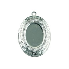 Locket Oval Indent with 18x13mm cabs for Cabochon Silver Plated
