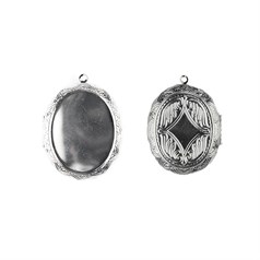 Large Oval Locket  with 40x30mm Indent for Cabochon Silver Plated