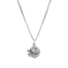 Round Filligree 20mm Ball Locket Necklace Silver Plated
