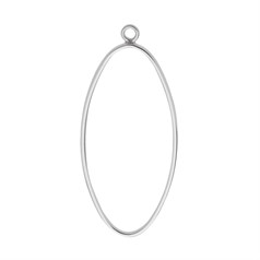 Oval 30x15mm Pendant Frame Sterling Silver