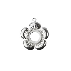 Flower Pendant Dropper with Bezel Setting fits 12mm Cabochon Sterling Silver STS