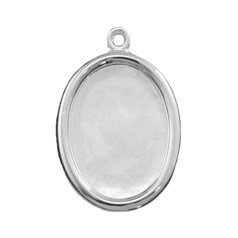 Dropper with Plain Smooth Border 18x13mm Cup for Cabochon  Silver Plated