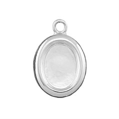 Dropper with Plain Edge 8x6mm Cup for Cabochon Silver Plated