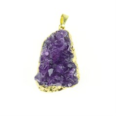 Amethyst Druzy Pendant Approx 20x30mm  - Gold Plated