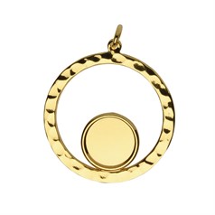 32mm Hammered Circle Pendant with 12mm Cup Gold Plated