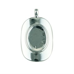 Oval Pendant with 18x13mm Cup for Cabochon Silver Plated