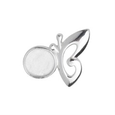 Butterfly Pendant with 10mm Cup for Cabochons Sterling Silver (STS)