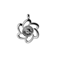 Flower Pendant  with 10mm Cup for Cabochon Silver Plated