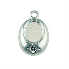 Dropper with Offset Oval 8x6mm Cup for Cabochon Silver Plated