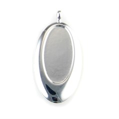 Offset Oval Pendant with 14x29mm Cup for Cabochon Silver Plated