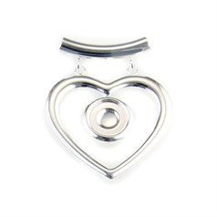 Heart Pendant with 10mm Cup for Cabochon Silver Plated