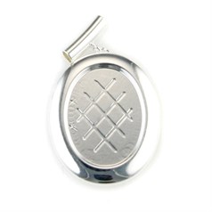 Oval Tube Top Pendant with 25x18mm Cup for Cabochon Silver Plated