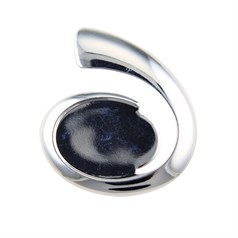 Large Wave Pendant with 40x30mm Cup for Cabochon Silver Plated