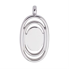 Bands Oval Pendant with 18x13mm Pad for Cabochon Rhodium Plated