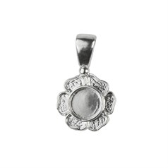 Flower Pendant Takes 6mm+ Cabochon Sterling Silver (STS)
