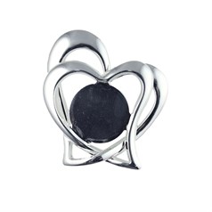 Double offset Heart Pendant with 16mm Flat Pad for Cabochon Silver Plated