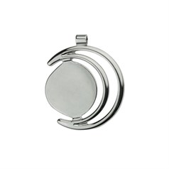 Crescent Moon Design Pendant with 20mm approx. Flat Pad Rhodium Plated