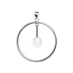 Round Wire Loop Pendant 40mm with Dropper Bar & 10mm Flat Pad Sterling Silver (STS)