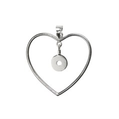 Heart Wire Pendant 40mm with Dropper Bar & 10mm Flat Pad Sterling Silver (STS)
