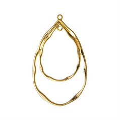 Superior Teardrop Hammered Double Hoop  Pendant Gold Plated